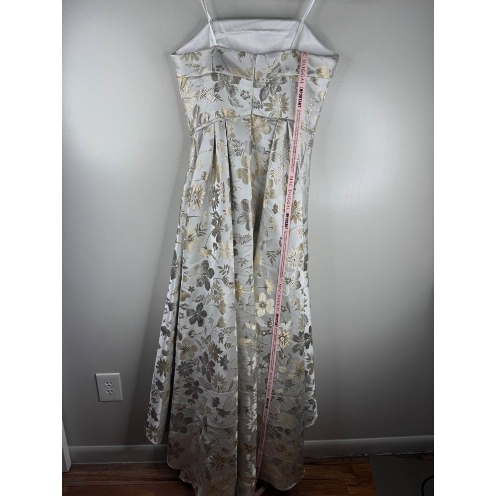 NWT MAC DUGGAL 49619 Brocade Strapless Golden Floral High Low Gown Size 4 - Picture 5 of 6